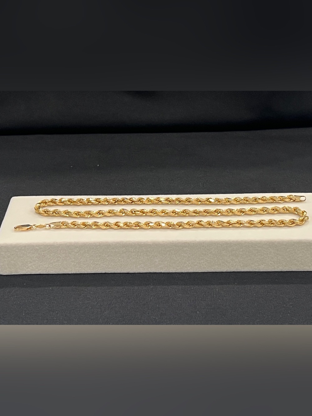14K Gold 22in 5mm 12g Diamond Cut Rope Necklace Women/Men - Picture 4 of 10